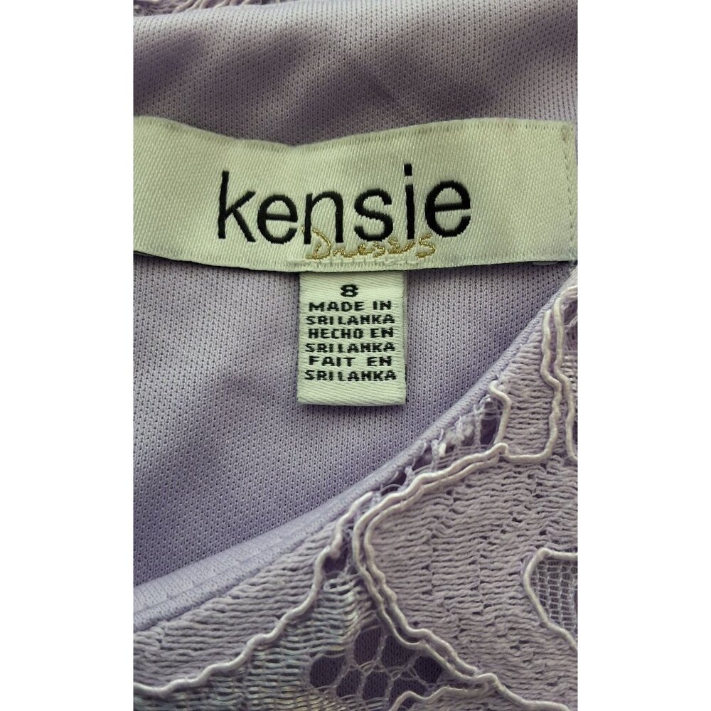 Kensie Womens 8 Lavender Corded Lace Shift Dress‎ Jewel Neck Eyelash Trim - Picture 7 of 12